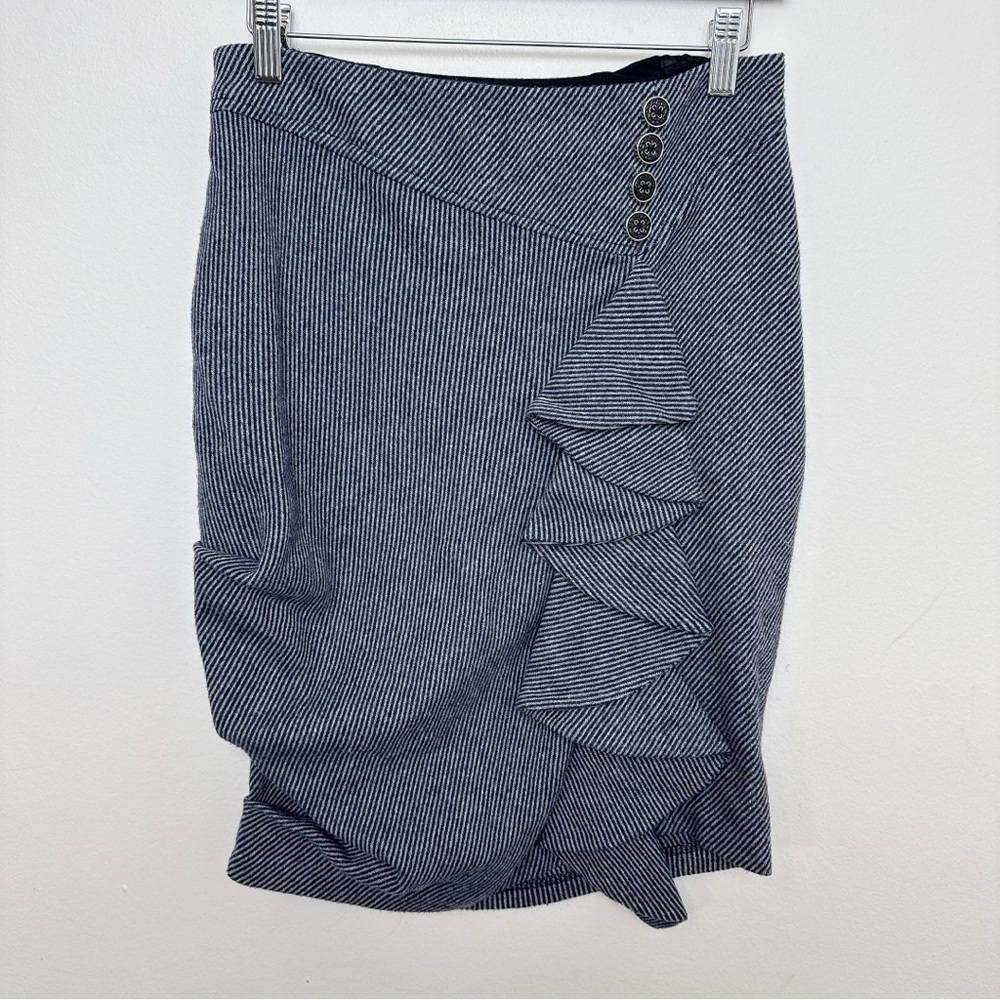 Anthropologie Eva Franco Womens 0 Fluttering Stripe Tweed Ruffle Skirt